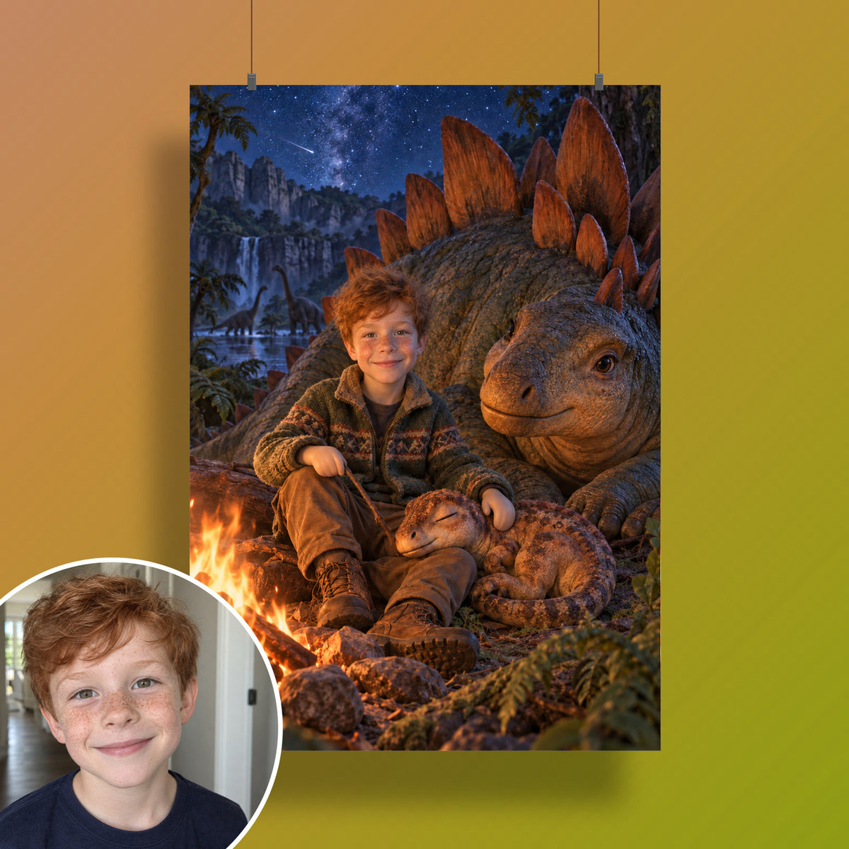 Nachtlager bei den Dinos – Poster an der Wand