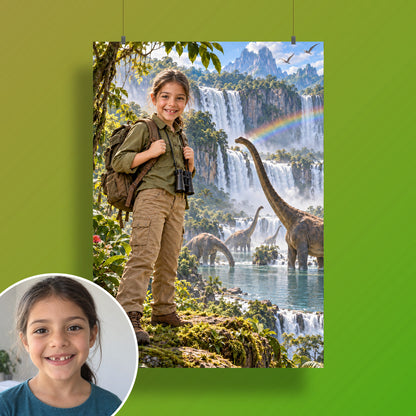 Am Dino-Wasserfall – Poster an der Wand