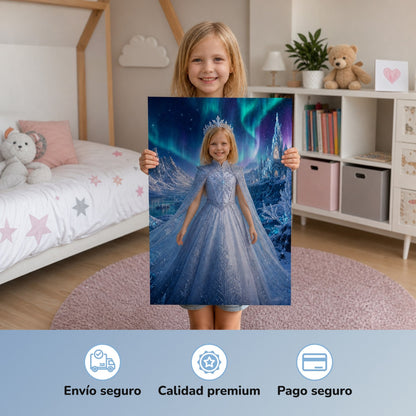 Princesa de hielo bajo la aurora polar