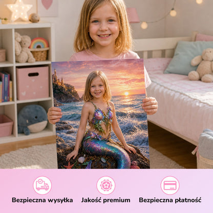 Syrenka o zachodzie słońca