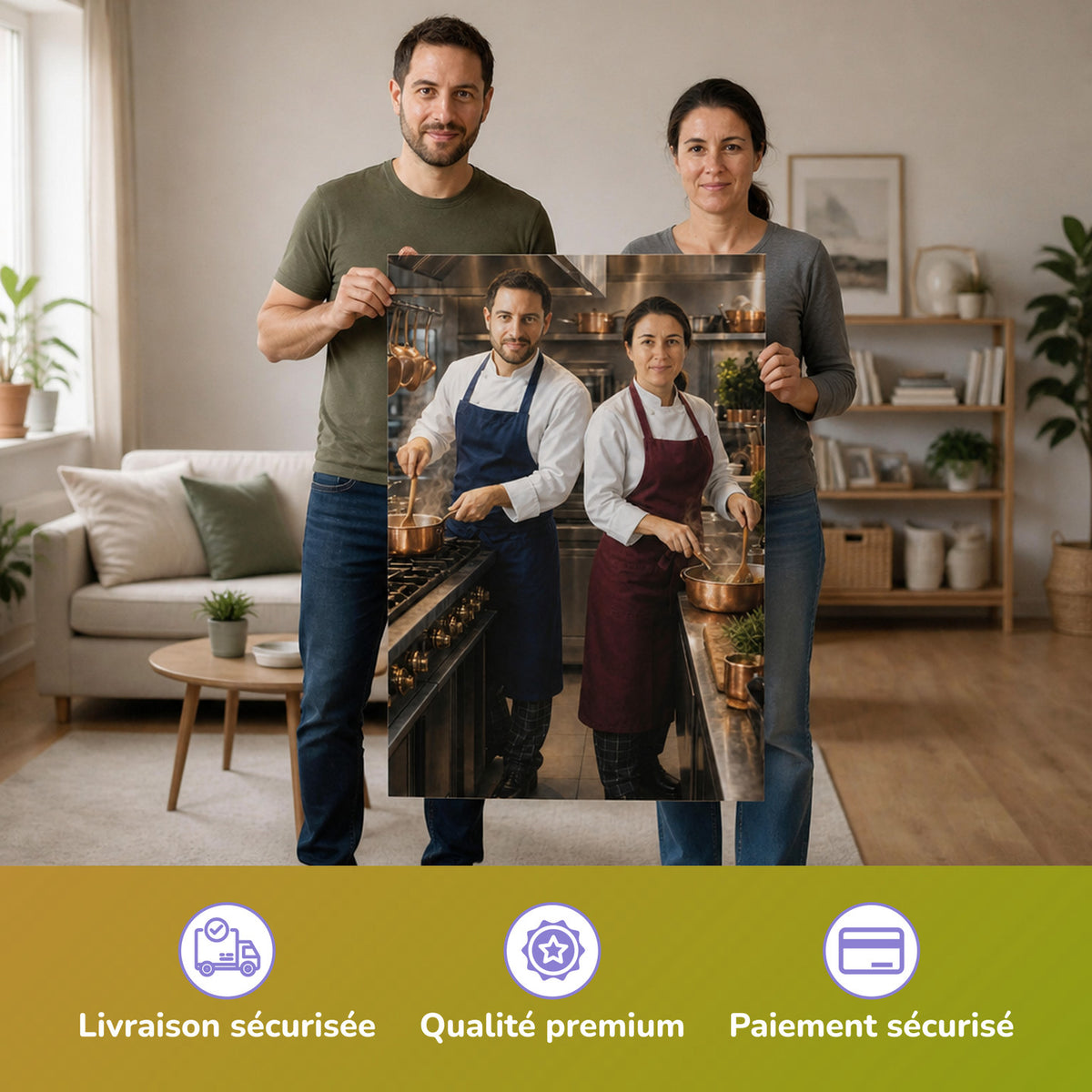  – couple tenant l'affiche imprimée