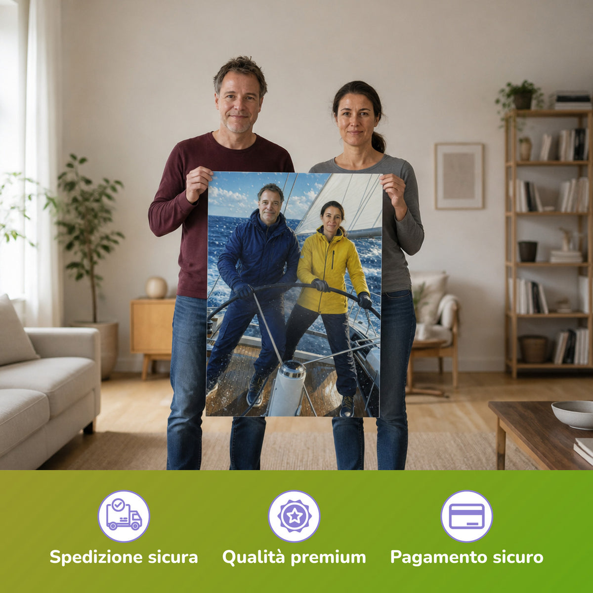  – Paar hält das gedruckte Poster