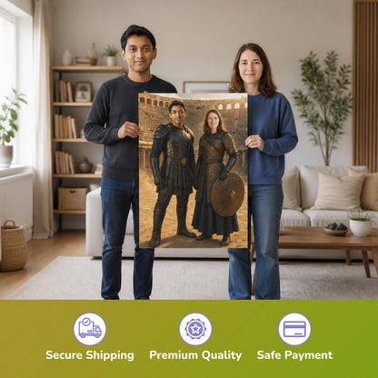  – Paar hält das gedruckte Poster