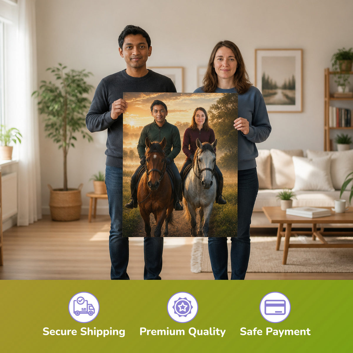  – Paar hält das gedruckte Poster