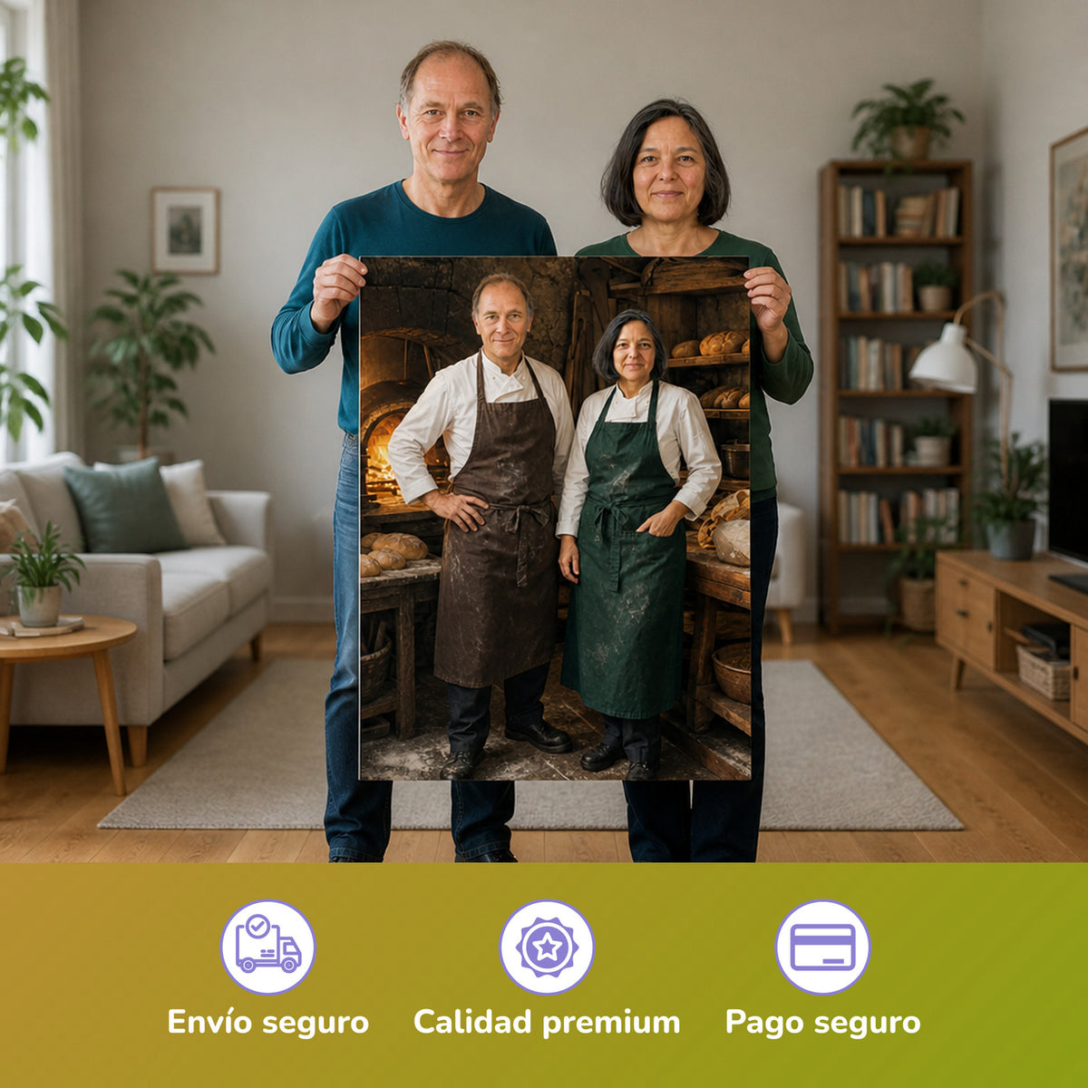  – Paar hält das gedruckte Poster