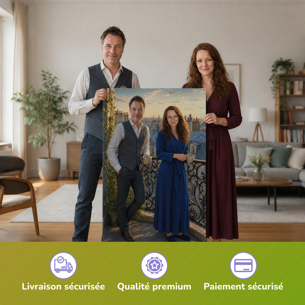  – couple tenant l'affiche imprimée