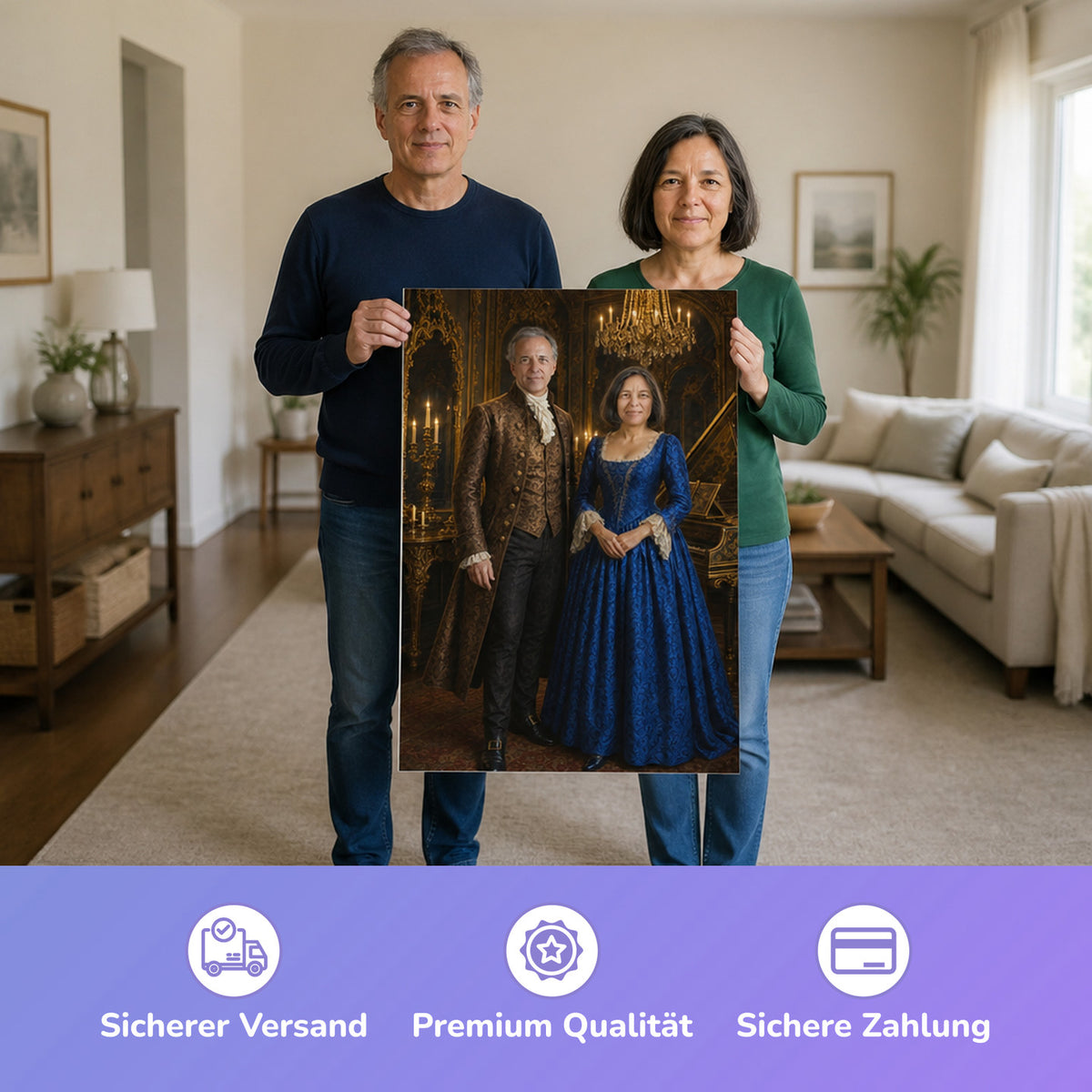  – Paar hält das gedruckte Poster