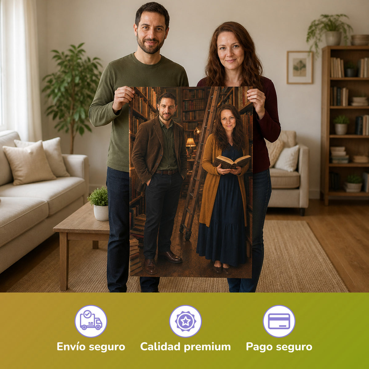  – Paar hält das gedruckte Poster