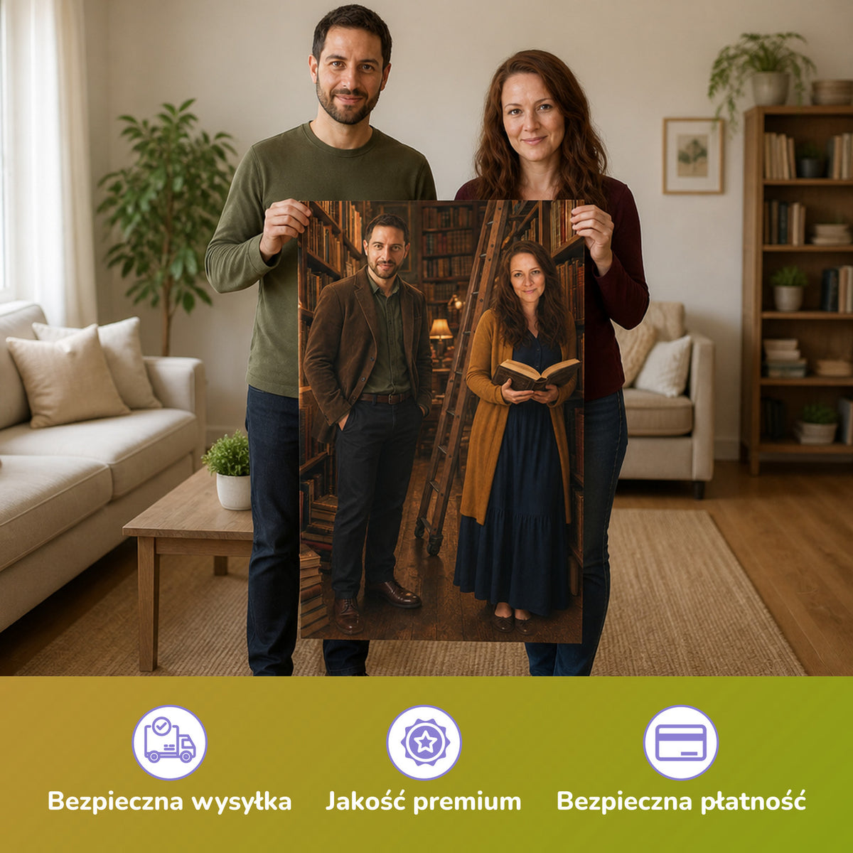 – Paar hält das gedruckte Poster