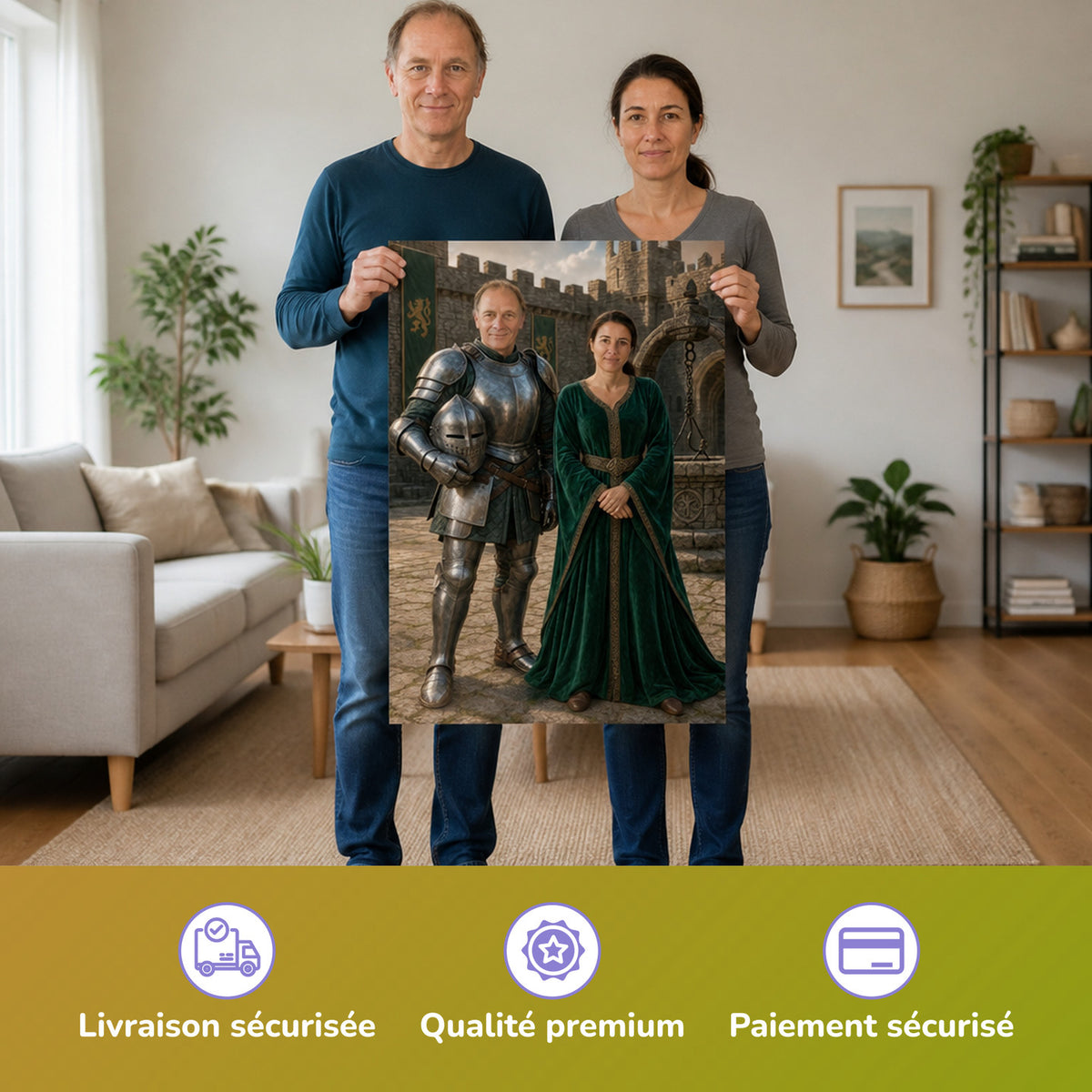  – couple tenant l'affiche imprimée