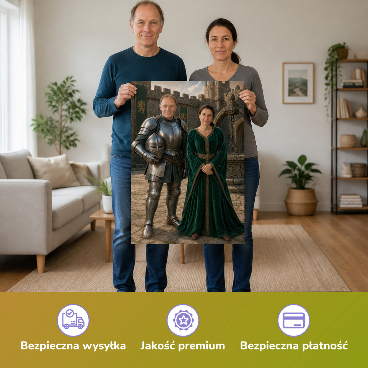 – Paar hält das gedruckte Poster
