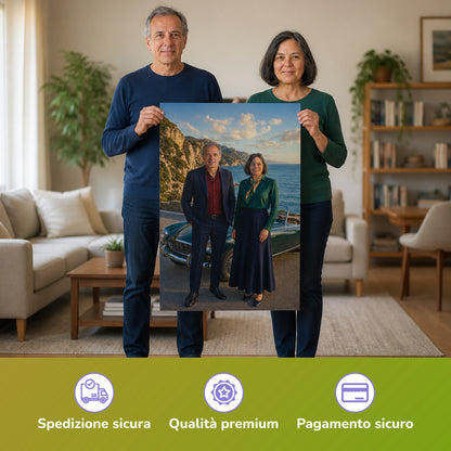  – Paar hält das gedruckte Poster