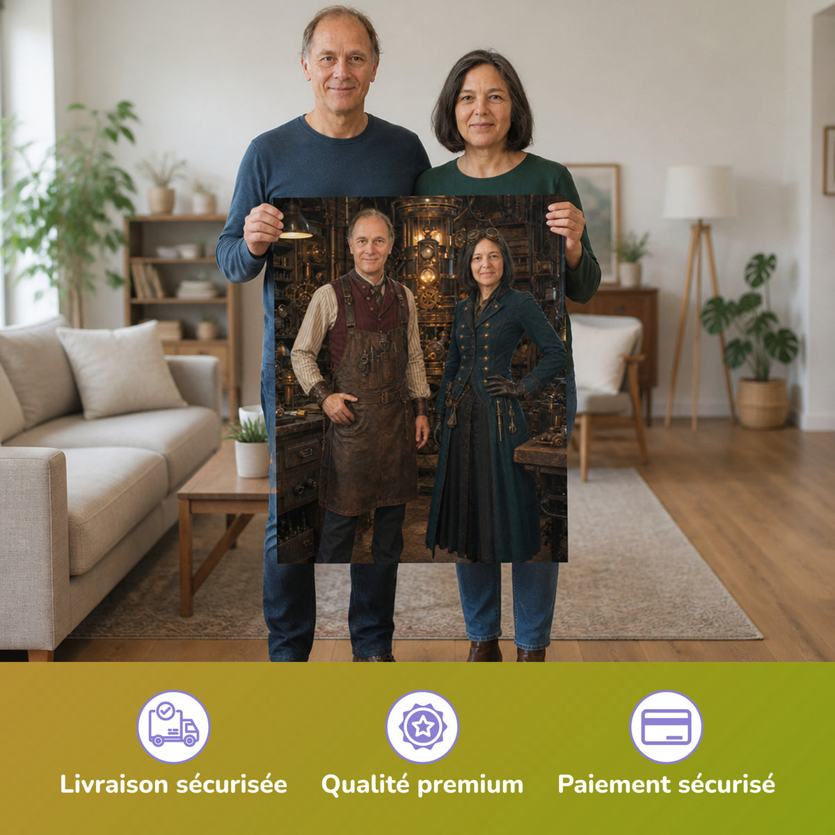  – couple tenant l'affiche imprimée
