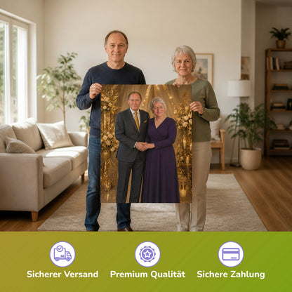  – Paar hält das gedruckte Poster