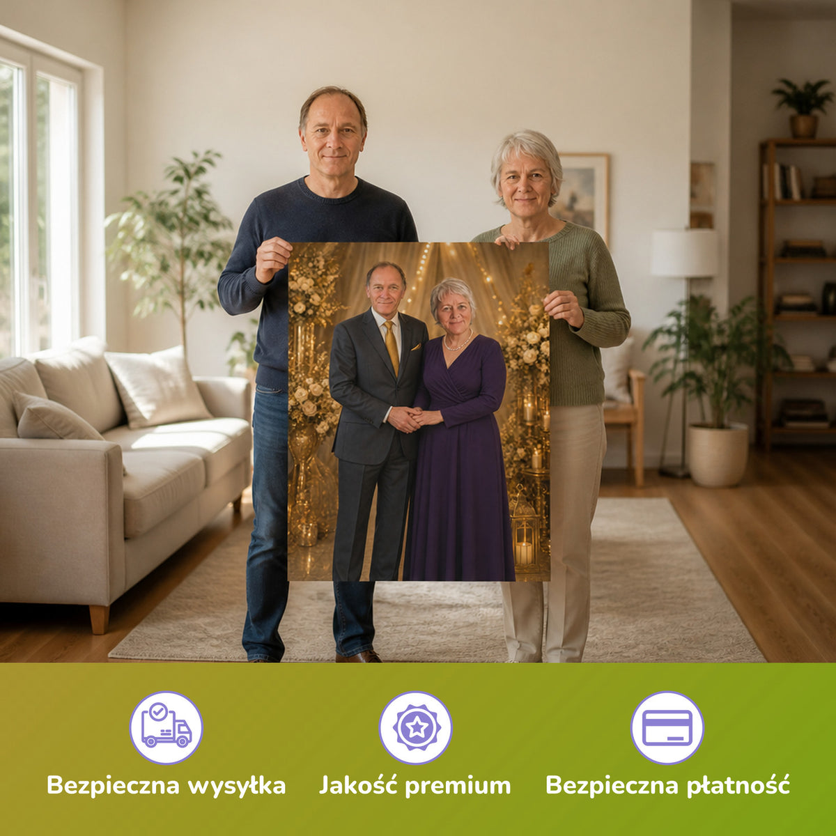  – para trzymająca wydrukowany plakat