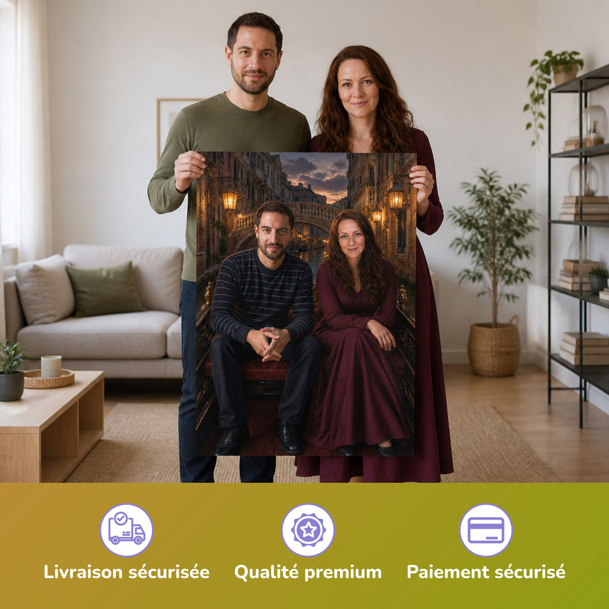  – couple tenant l'affiche imprimée