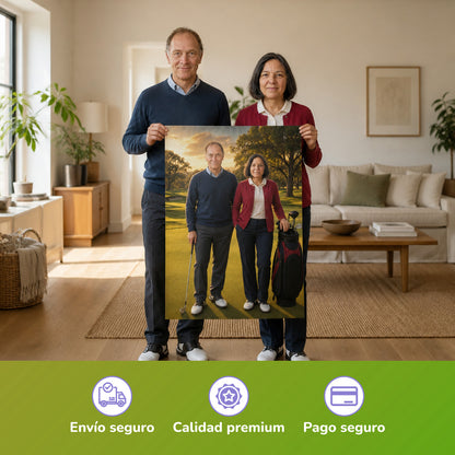  – Paar hält das gedruckte Poster