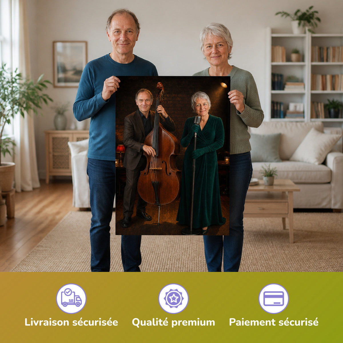  – couple tenant l'affiche imprimée