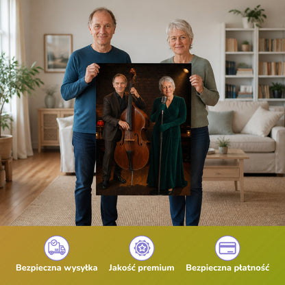  – Paar hält das gedruckte Poster