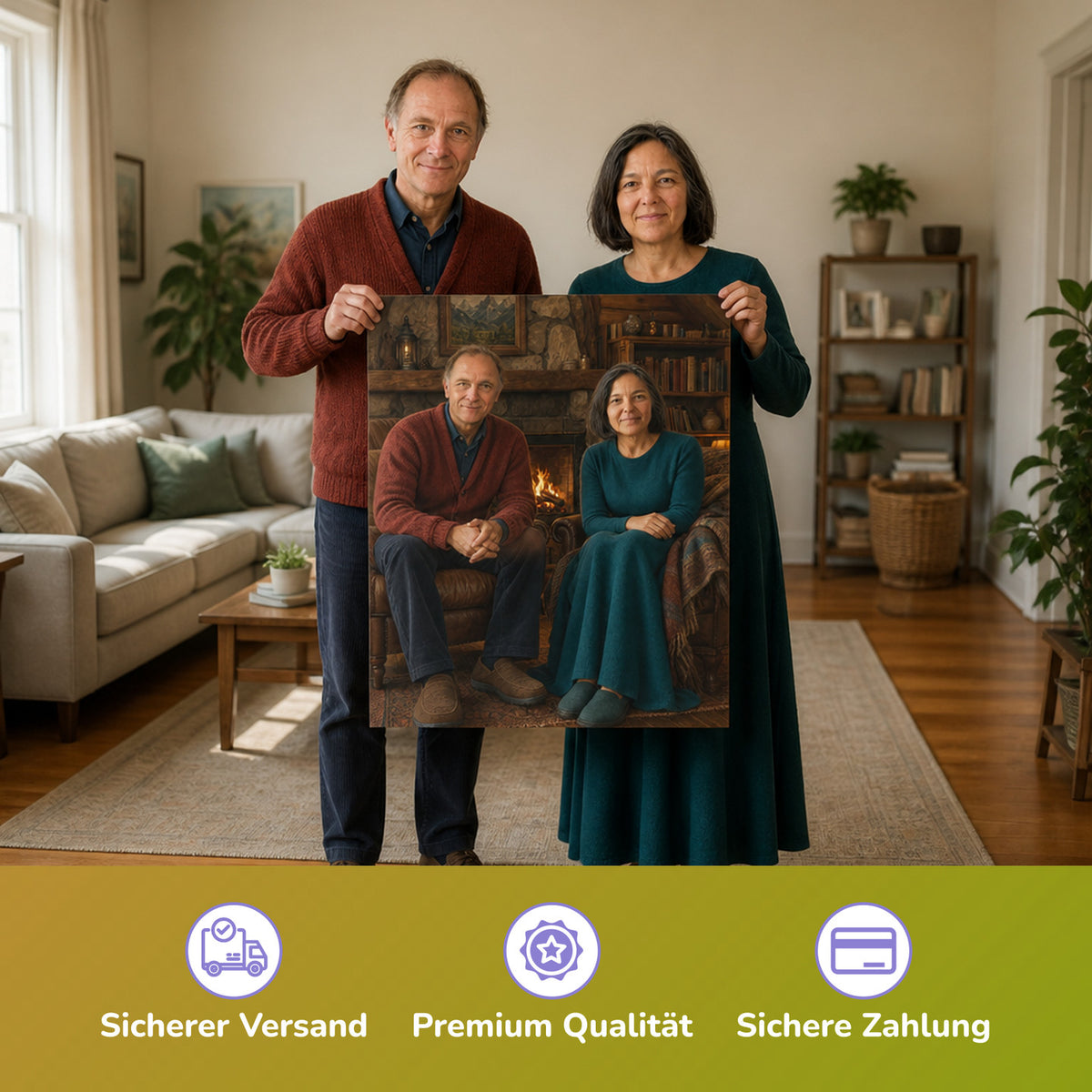  – Paar hält das gedruckte Poster