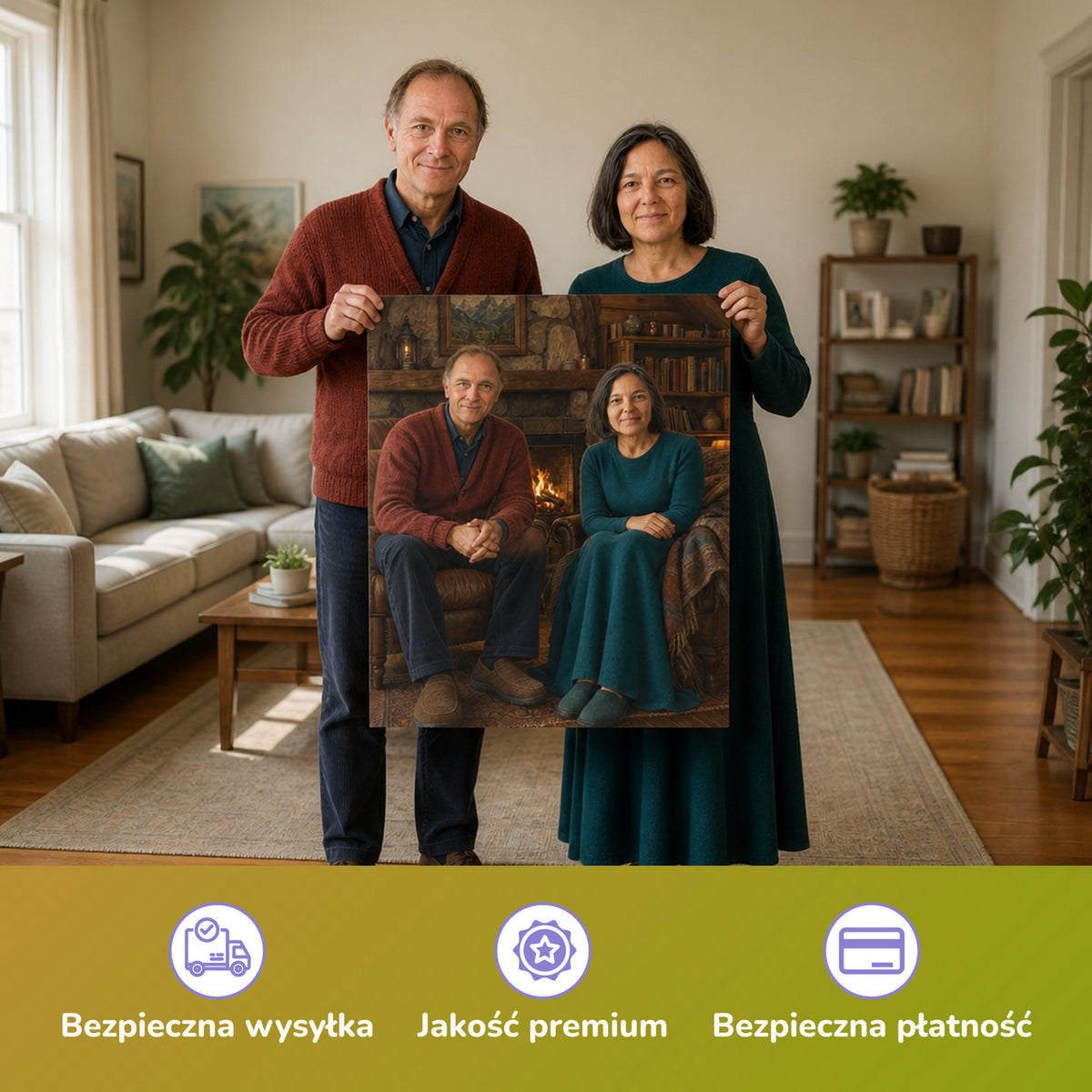  – para trzymająca wydrukowany plakat