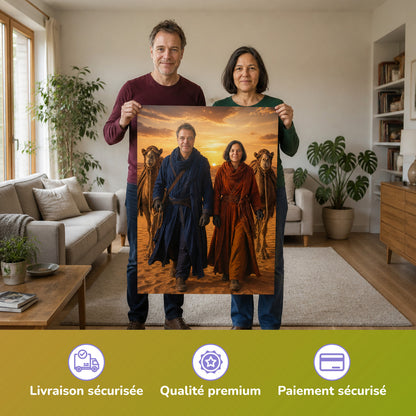  – Paar hält das gedruckte Poster