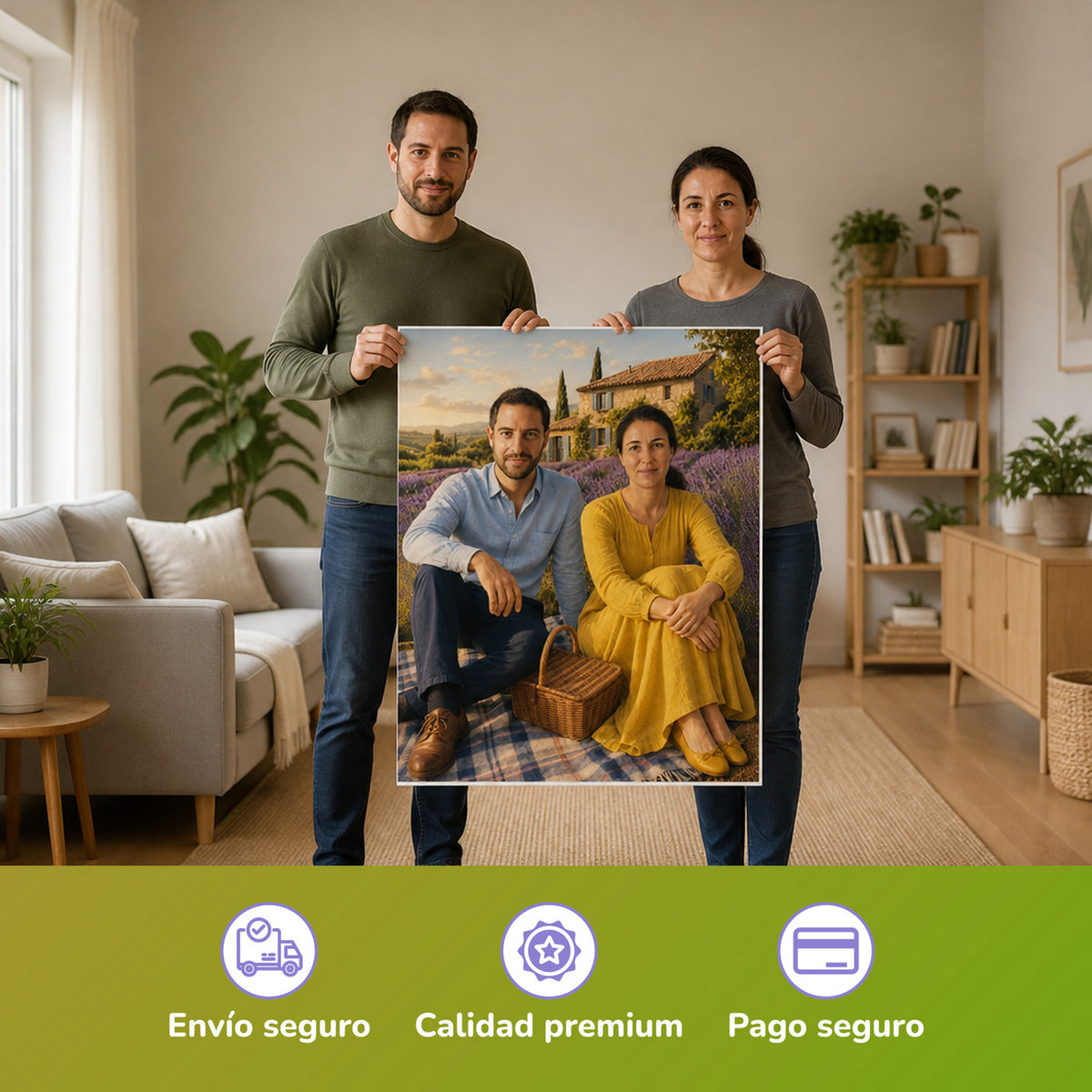  – Paar hält das gedruckte Poster