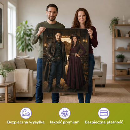  – Paar hält das gedruckte Poster