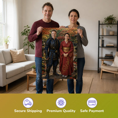  – Paar hält das gedruckte Poster
