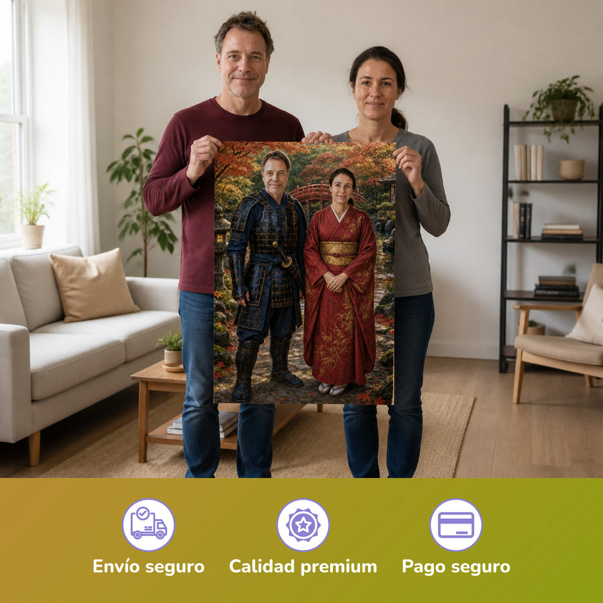  – Paar hält das gedruckte Poster