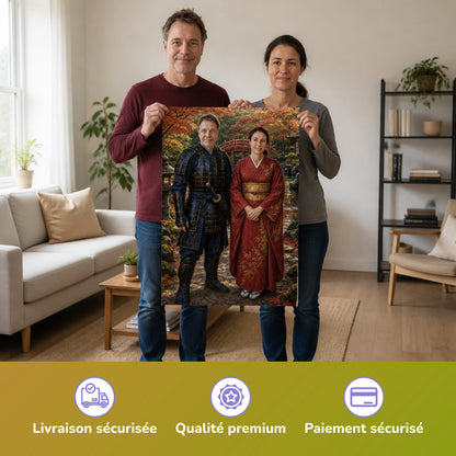  – Paar hält das gedruckte Poster