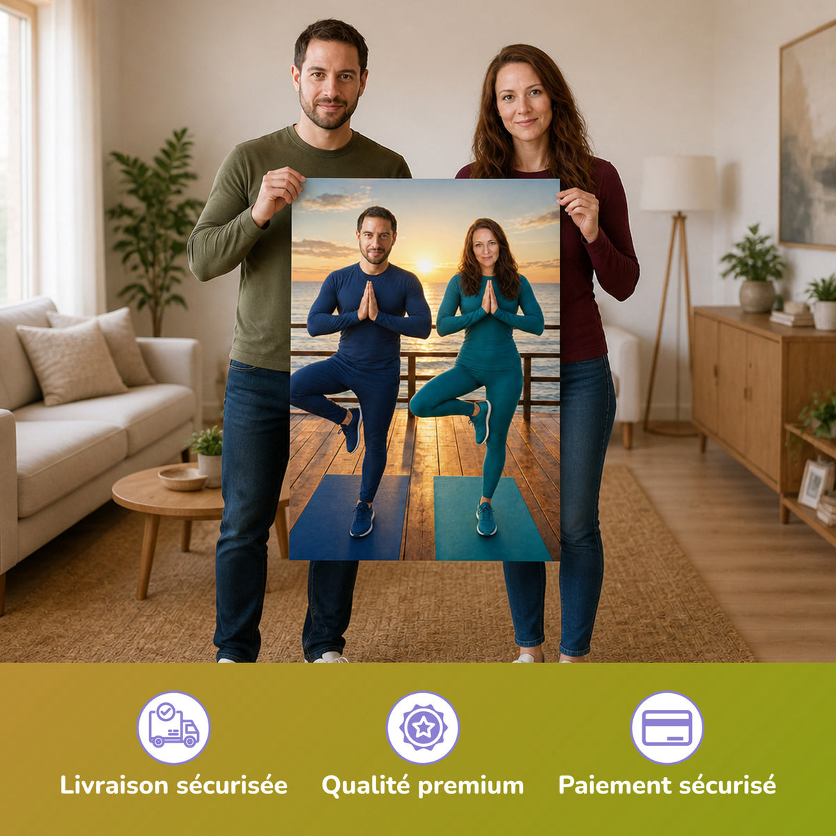 – couple tenant l'affiche imprimée