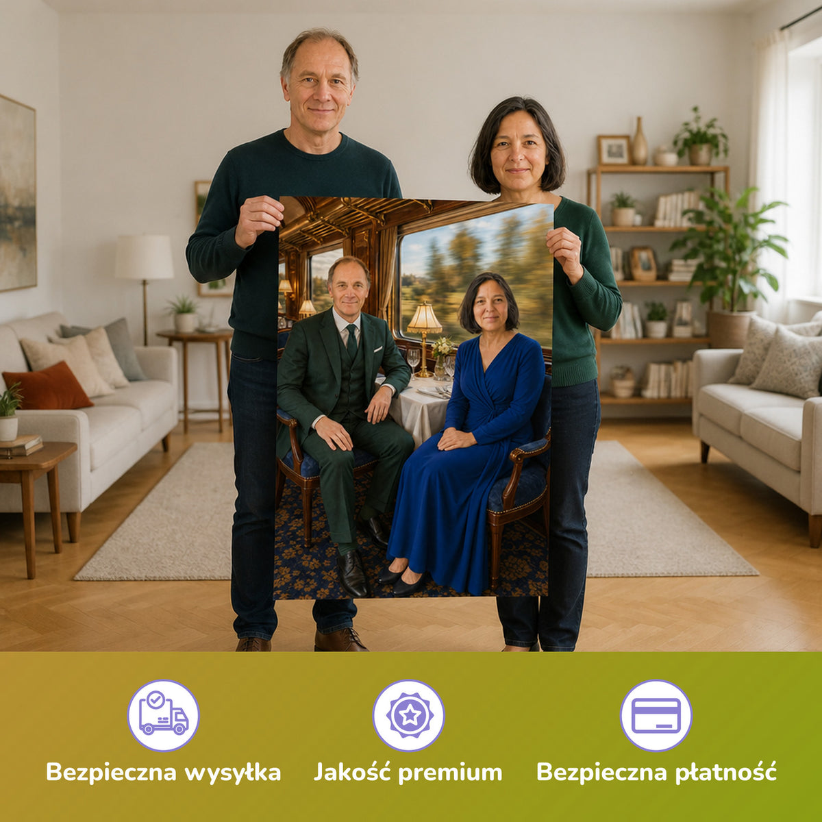  – para trzymająca wydrukowany plakat