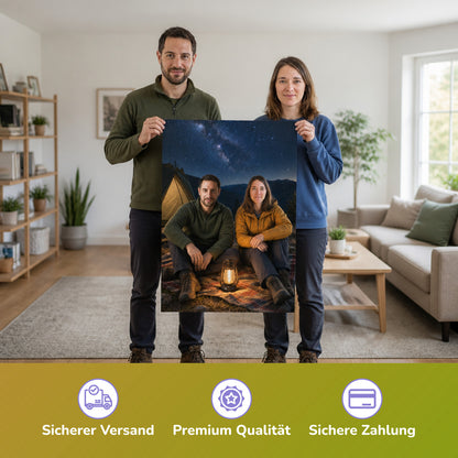  – Paar hält das gedruckte Poster