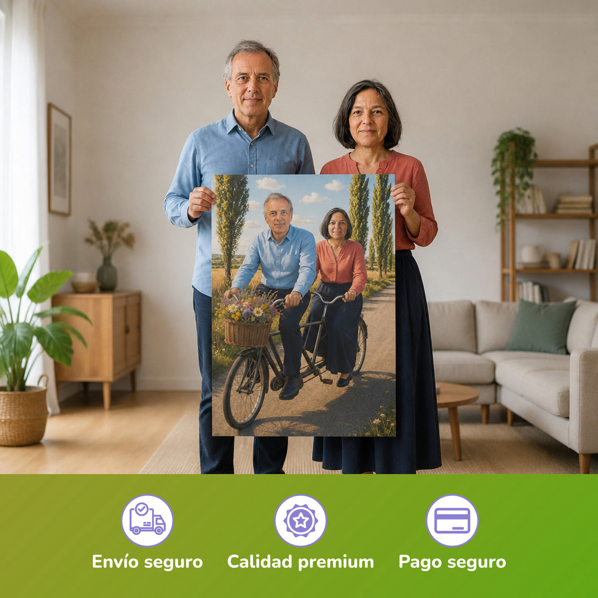  – Paar hält das gedruckte Poster