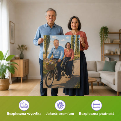  – Paar hält das gedruckte Poster