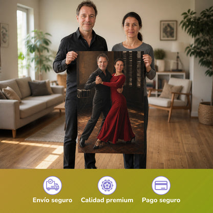  – Paar hält das gedruckte Poster