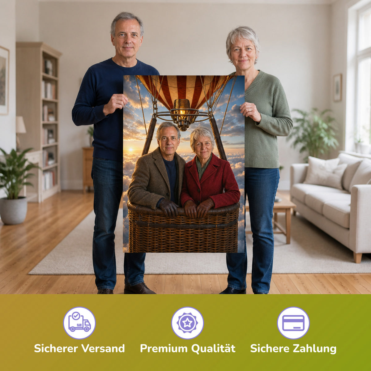  – Paar hält das gedruckte Poster
