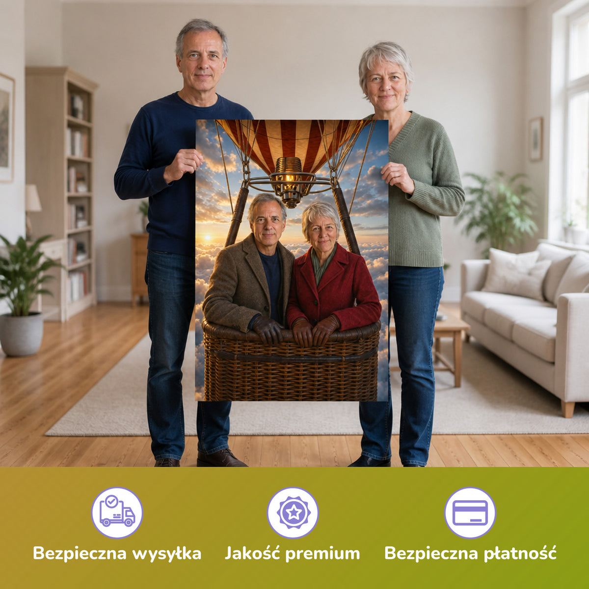  – para trzymająca wydrukowany plakat