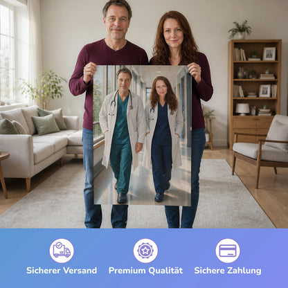  – Paar hält das gedruckte Poster