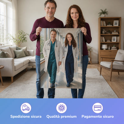  – Paar hält das gedruckte Poster