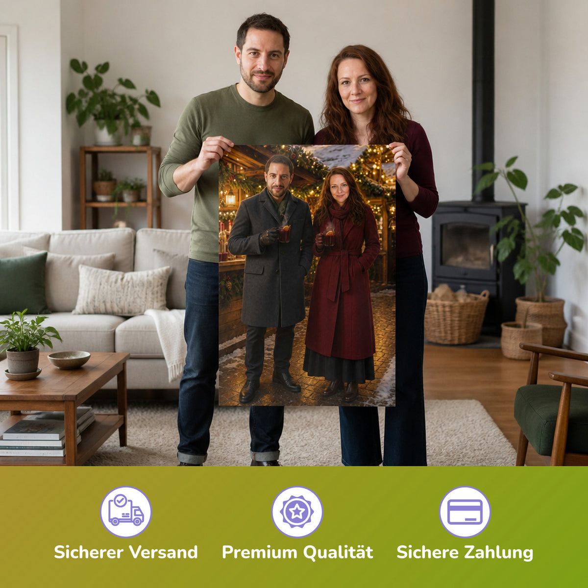  – Paar hält das gedruckte Poster