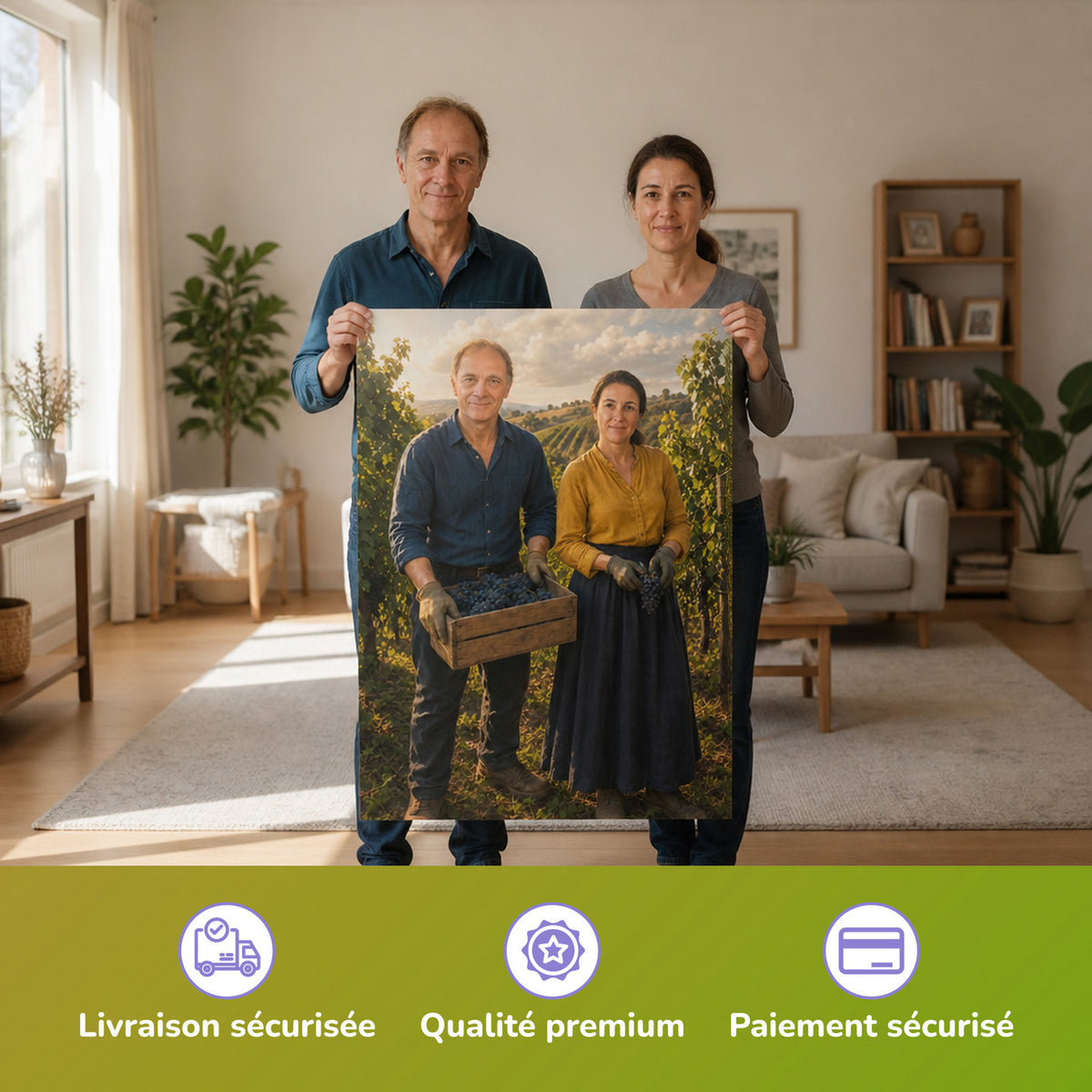  – couple tenant l'affiche imprimée