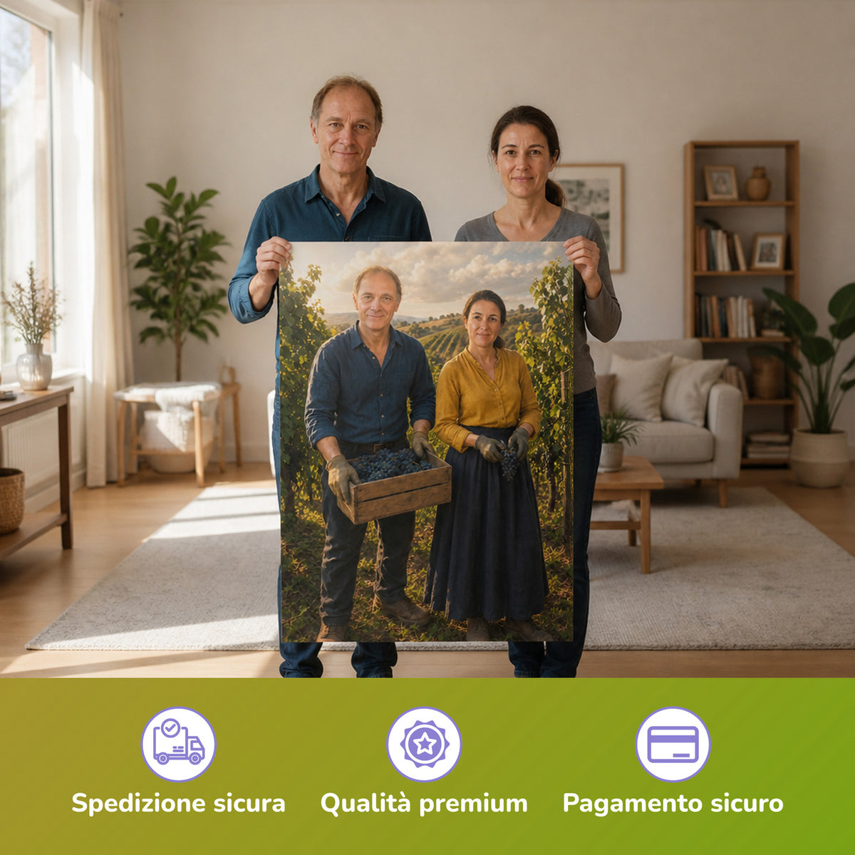  – Paar hält das gedruckte Poster