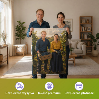  – Paar hält das gedruckte Poster