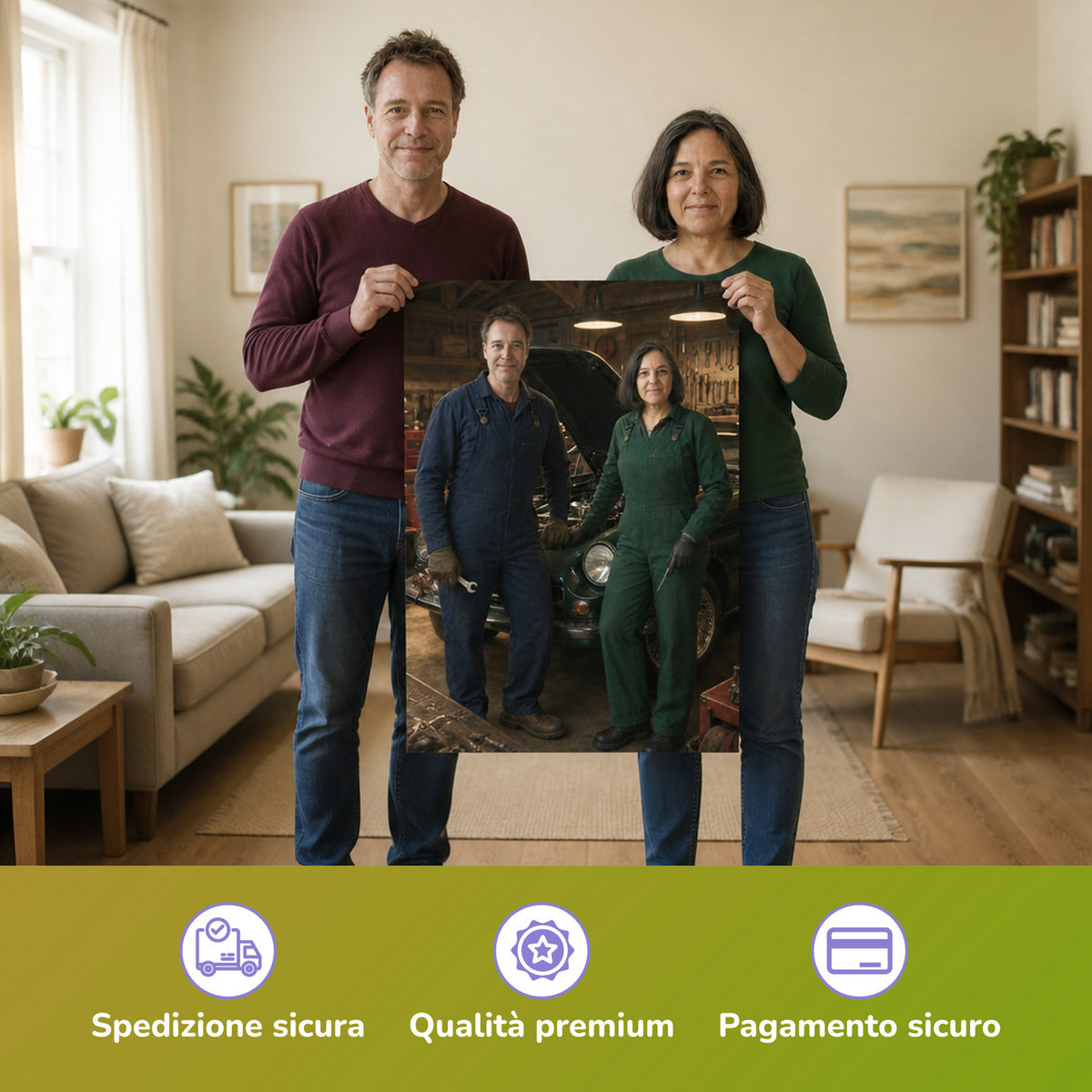  – Paar hält das gedruckte Poster