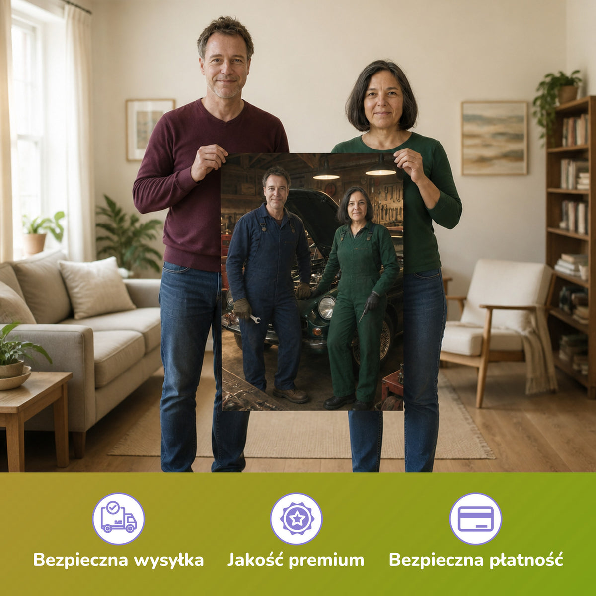  – Paar hält das gedruckte Poster