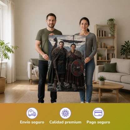  – Paar hält das gedruckte Poster