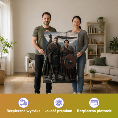  – Paar hält das gedruckte Poster