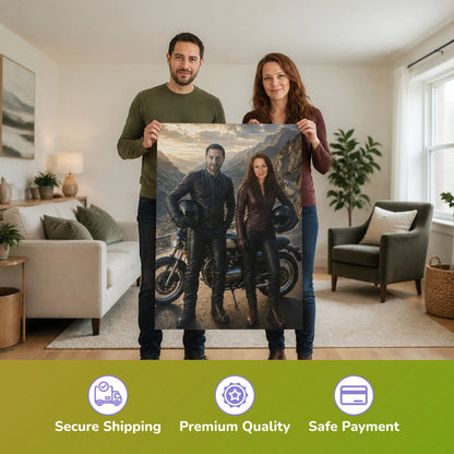  – Paar hält das gedruckte Poster
